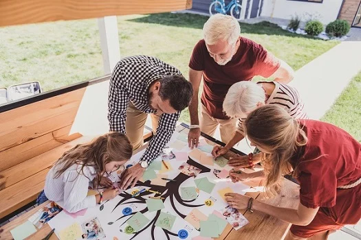 Happy family enjoying activities at a fair