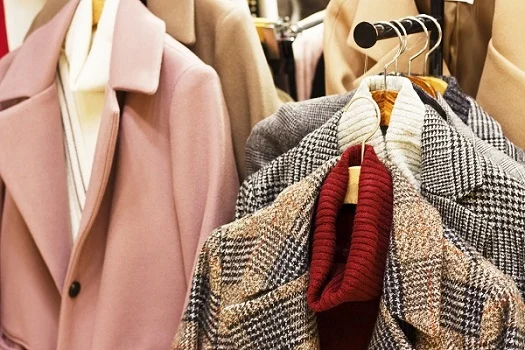 Diverse collection of fashionable clothes on display