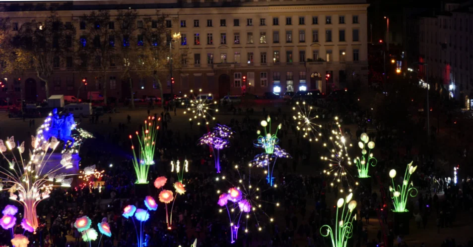 Camping in Lyon during the light festival